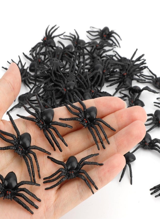 Zanzike Halloween Fake Plastic Spiders, Halloween Spiders, Halloween Decorations Spiders, Small Realistic Spiders Black Fake Spiders, Halloween Small Spiders Prank Props, Halloween Joking Spiders Web Decor - Image 1